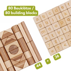 NEW: Bamboo building blocks Wooden building blocks 80 pieces Sustainable zdjęcie 1