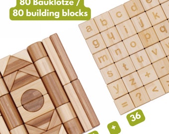 NEU: Bauklötze aus Bambus | Holzbausteine | 80-teilig | Bausteine Kinder | Nachhaltig