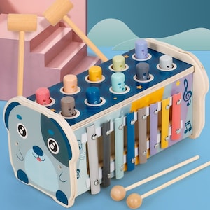Montessori Klopfspiele aus Holz, 3 in 1 Multifunktions-Spielzeug in 3 Varianten mit Xylophon, Tieren Lernspielzeug Bild 8