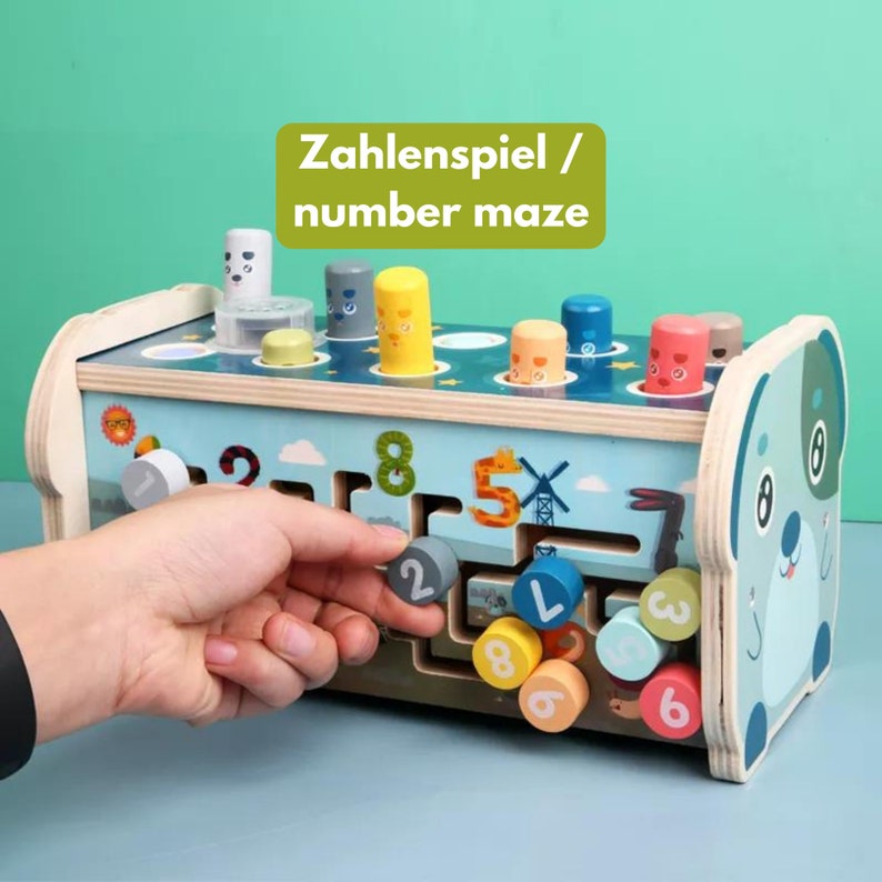 Montessori Klopfspiele aus Holz, 3 in 1 Multifunktions-Spielzeug in 3 Varianten mit Xylophon, Tieren Lernspielzeug Bild 10