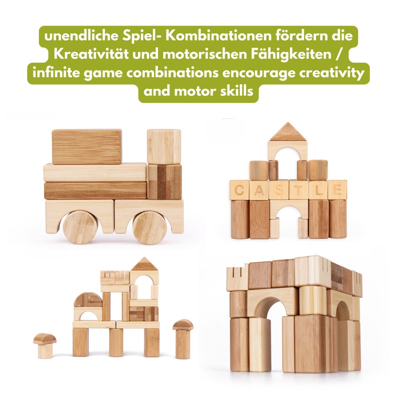 NEW: Bamboo building blocks Wooden building blocks 80 pieces Sustainable zdjęcie 3