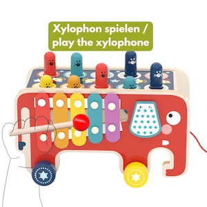 Montessori Klopfspiele aus Holz, 3 in 1 Multifunktions-Spielzeug in 3 Varianten mit Xylophon, Tieren Lernspielzeug Bild 5