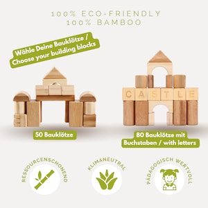 NEW: Bamboo building blocks Wooden building blocks 80 pieces Sustainable zdjęcie 8