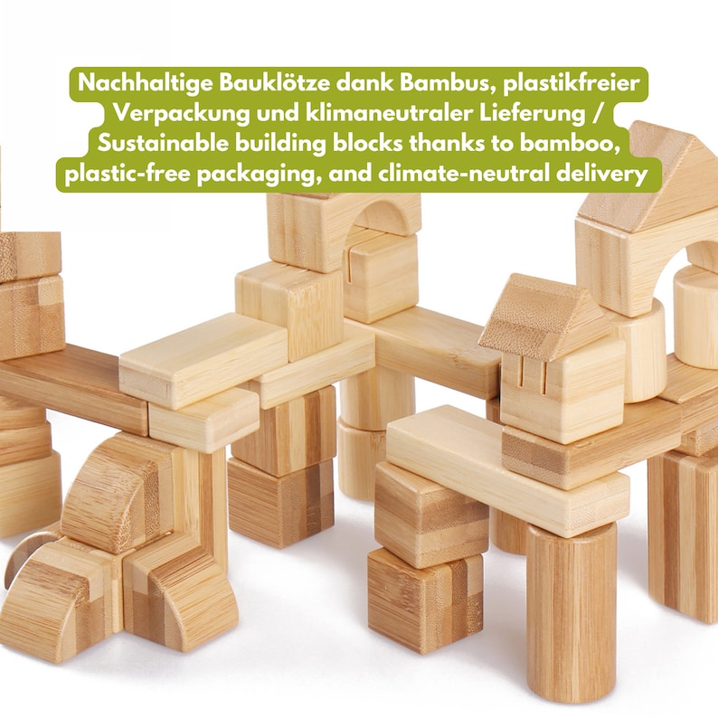 NEW: Bamboo building blocks Wooden building blocks 80 pieces Sustainable zdjęcie 5