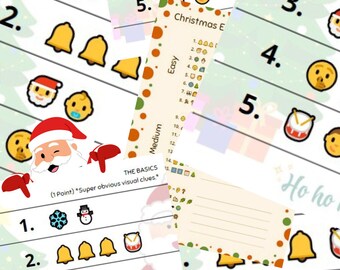 Pictionary d'emojis de Noël • Jeu de chansons des Fêtes (PDF)