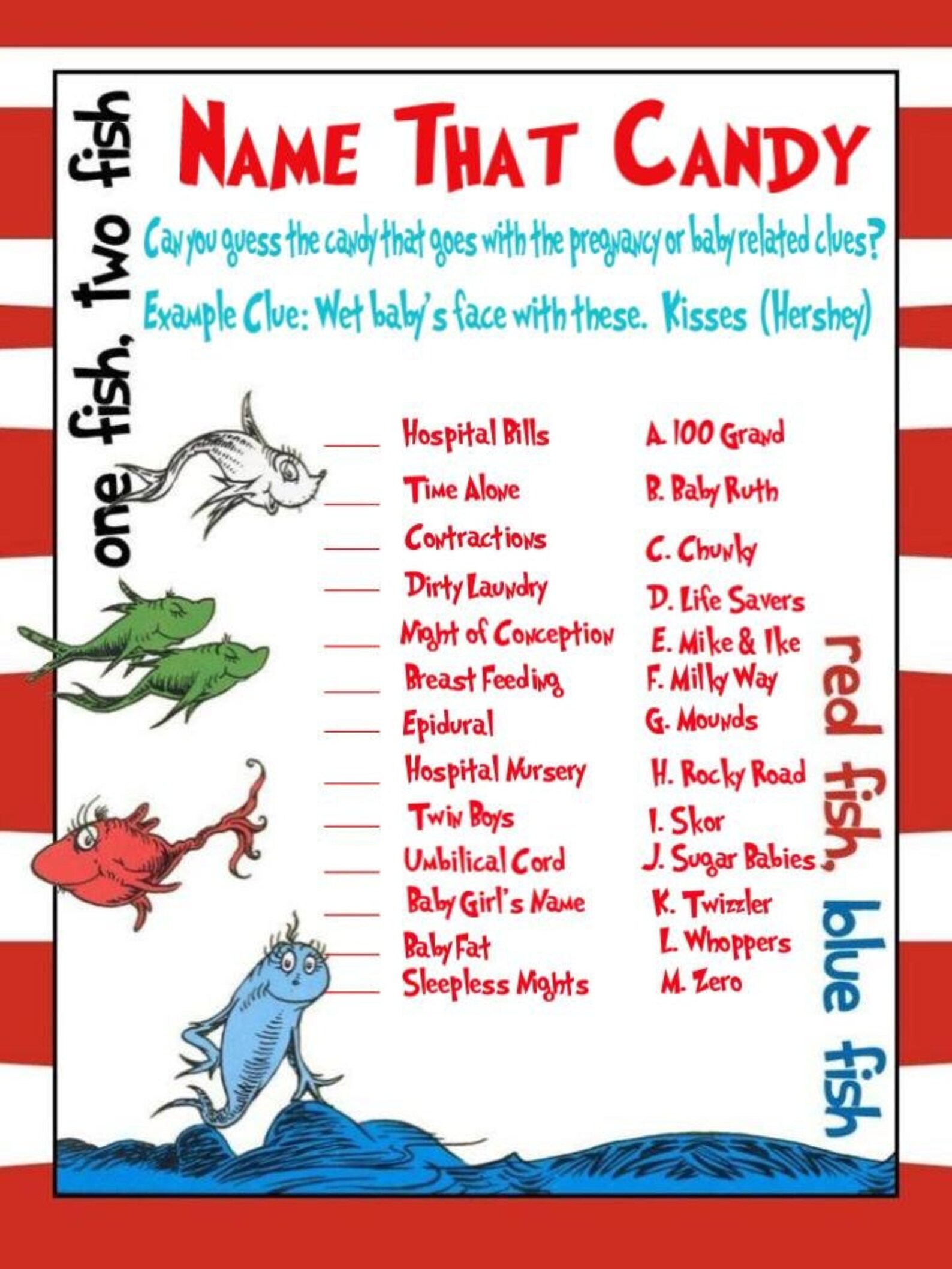 Dr. Seuss Name That Candy Baby Shower Game (Download Now) - Etsy