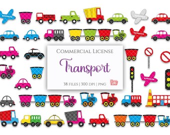 Vehicles PNG Clipart Pack – 38 Transportation Illustrations | Transparent Background | 300 DPI | Commercial Use