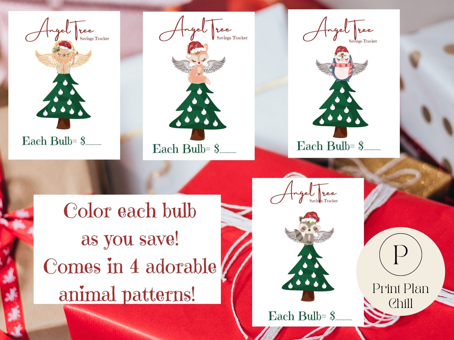 PRINTABLE Angel Tree Christmas Savings Tracker Coloring Sheet Cute ...
