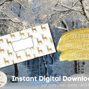 Printable Gold Deer Print Money Envelope for Gift or Cash Envelope System