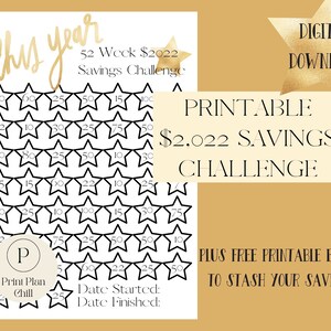 PRINTABLE 52 week Savings Challenge for 2022 plus cash envelope for budget binder system