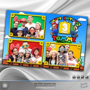 Super Mario inspirierte Photo Booth, Spiegel Stand, Selfie Spiegel, Template Overlay 4x6 Portrait