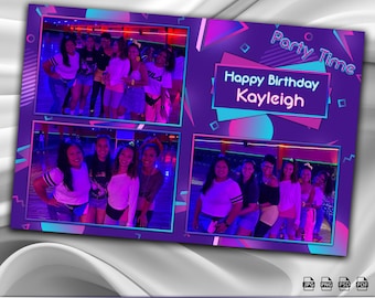 Retro Party Time Photo Booth Mirror Booth Template 6x4 Landscape 1800x1200px Photobooth Mirrorbooth Overlay suitable for any event