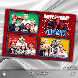 Spiderman Birthday Photo Booth Template: 6x4 Landscape (Digital Download)