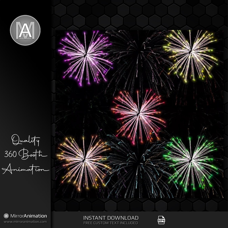Fireworks Exploding Mp4 Animated Fireworks 360 Booth Overlay | Party Touchpix (digital Download ...