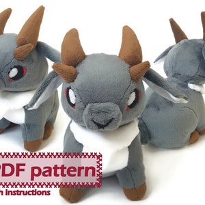 Cute Demon Goat Plush PDF Sewing Pattern