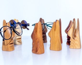 Houten brillenhouder – handgemaakte brillenstandaard – design brillenplateau van natuurlijk hout