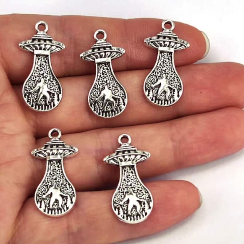 10pc Bundle Silver Alien Abduction Bigfoot Charms Specialty Craft ...