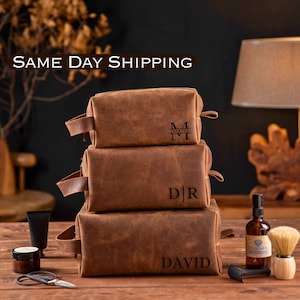 Cadeau personnalisé pour garçons d'honneur Dopp Kit Trousse de toilette en cuir personnalisée Cadeau en cuir personnalisé pour homme Cadeau fête des pères, trousse de toilette pour homme