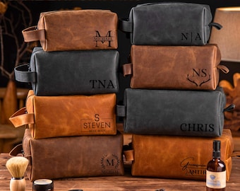 Groomsmen Personalized Gifts, Mens Leather Toiletry Bag, Groomsmen Proposal Gifts Box, Wedding Gift, Groomsman Best Man Gift, Wedding Favors