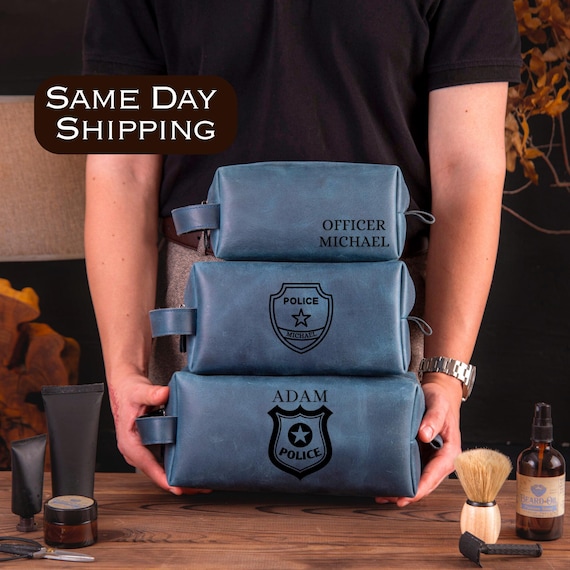 Police Officer Gifts Thin Blue Line Law Enforcement Gifts Police Personalized Christmas Gift for Men Custom Dopp Kit Birthday Gift for Him