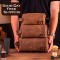 Custom Dopp Kit for men, Leather Toiletry Bag, Christmas Gift Mens Travel Kit, Personalized Gift for men, Birthday Gift for him, Anniversary