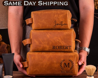 Mens Anniversary Gift Ideas Mens 50th Birthday Gift Groomsmen Gifts Men's Leather Toiletry Bag Personalized Dopp Kit Men's Leather Accessory