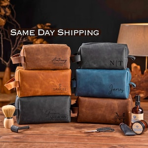 Personalized Groomsmen Gift Dopp Kit Bag Customized Graduation Gift, Leather Gift for Guys, Fathers day gift, Husband, Mens Toiletry Bag