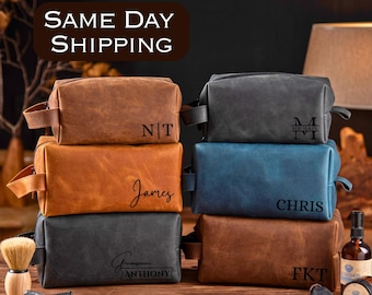 Bestmen Gift Personalized Groomsmen Gift Customized Leather Toiletry Bag Men Wedding Monogram Mens Toiletry Bag Leather Custom Gift for Guys