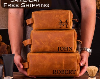 Personalized Groomsmen Gift, Groomsmen Proposal, Best men Gift Leather Dopp Kit, Gift for Him, Travel Gifts, Mens Toiletry Bag, Grandpa Gift