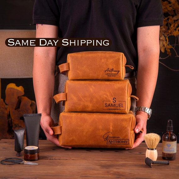 Personalized  Groomsmen Gift Bag, Groomsmen Proposal, Best men Gift, Leather Dopp Kit, Gift for Him Fathers Day Gift, Christmas Gift for Him