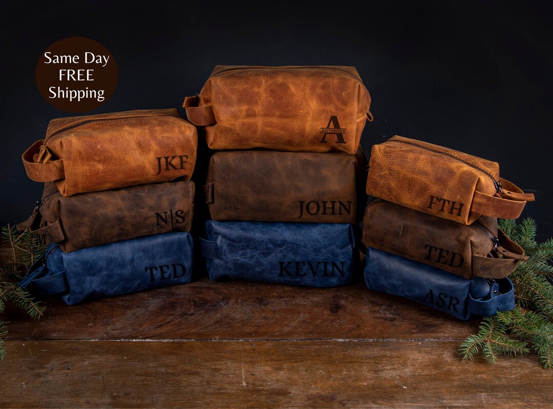 Men's Leather Dopp Kit Personalized Groomsman Gift - Etsy