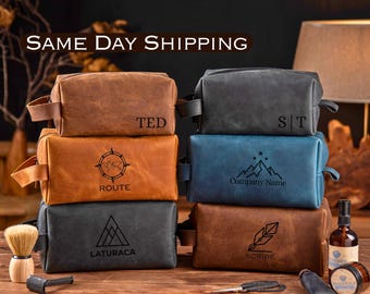 Custom Logo Personalized Dopp Kit Company Logo Customizable Engraved Toiletry Bag Company Logo Gifts No Minimum Order Gift for Employee