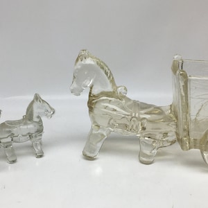 ロバがカートを引くヴィンテージガラスキャンディ皿/プランター/小物入れボウル