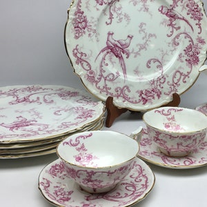 Royal Cauldon Pink Sammlung von Tellern und Teetassen