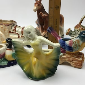 Colección de jardineras decorativas de porcelana vintage, jardineras pequeñas