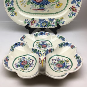 Vintage Mason&#39;s Ironstone &quot;Strathmore&quot; Platter and Nut/Candy Serving Dish
