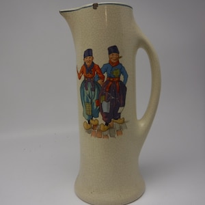 Vintage Dutchman Porcelain Pitcher Jug, Extra Tall