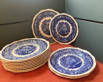 Mason's "Vista" Patterned Plates in Blue