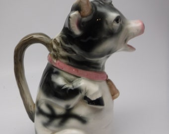 Vintage Ceramic Cow Shaped Jug / Bovine Pitcher