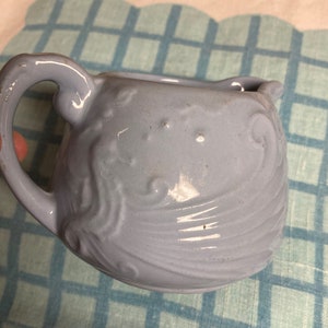Vintage Falcon Ware Jug with seahorse motif, ceramic , Light Blue
