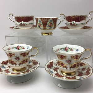 Rare Vintage Paragon &quot;Cliveden&quot; & &quot;Burghley&quot; Teacups and Saucers, Made in England