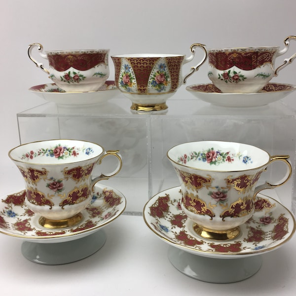 Rare Vintage Paragon "Cliveden" & "Burghley" Teacups and Saucers, Made in England