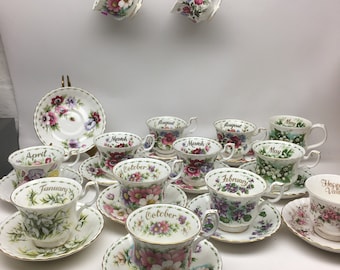 Royal Albert Flower of The Month Series, Teacups, Saucers, Plates and Mugs