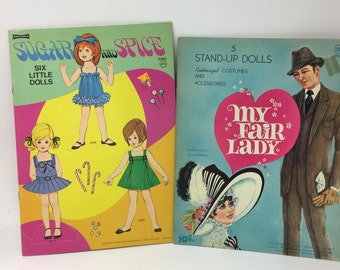 Different Vintage Cut out Fashion Dolls Activity Books / Barbie / My Fair Lady / Sugar and Spice Dolls