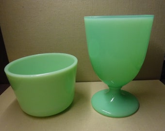 Vintage Jadeite Bowls and Goblet / Fireking Jadeite