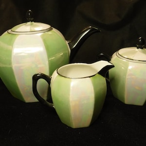 Vintage Bavaria Tee Set, Lusterware Teekanne Milchkännchen und abgedeckte Zuckerdose