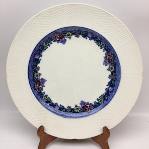 Royal Grafton Großer weißer Teller mit blauem Blumenrand