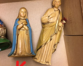 ヴィンテージのキリスト降誕の飼い葉桶の置物、クリスマスのキリスト