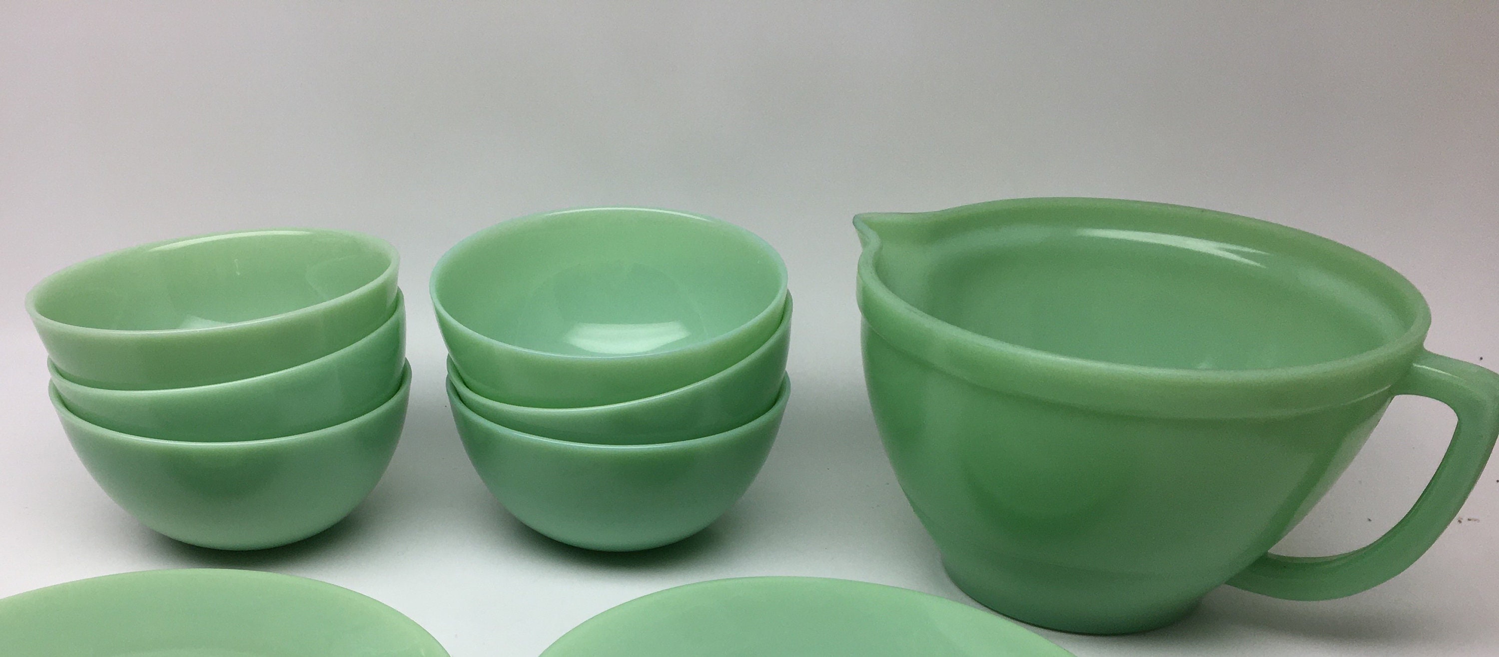 Vintage Jadeite Bowls and Goblet / Fireking Jadeite Etsy