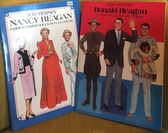 Vintage 1980's Tom Tierney Full Colour Ronald Reagan & Nancy Reagan Paper Doll Books